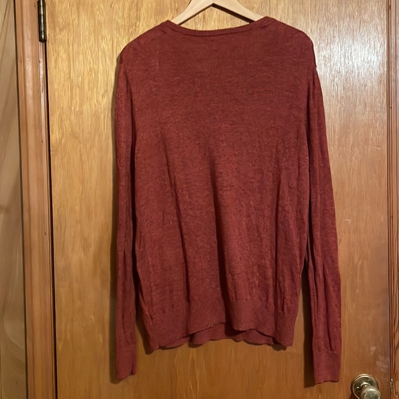 •CROFT & BARROW•MENS' RUST VNECK RIBBED HEM KNIT LIGHTWEIGHT SWEATER SIZE LARGE - Picture 3 of 9